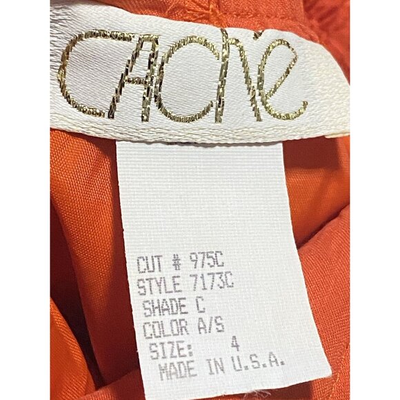 Vintage Cache Orange Rayon Size 4 Pencil Mini Skirt Elastic Waist Zip Holiday - Picture 8 of 10